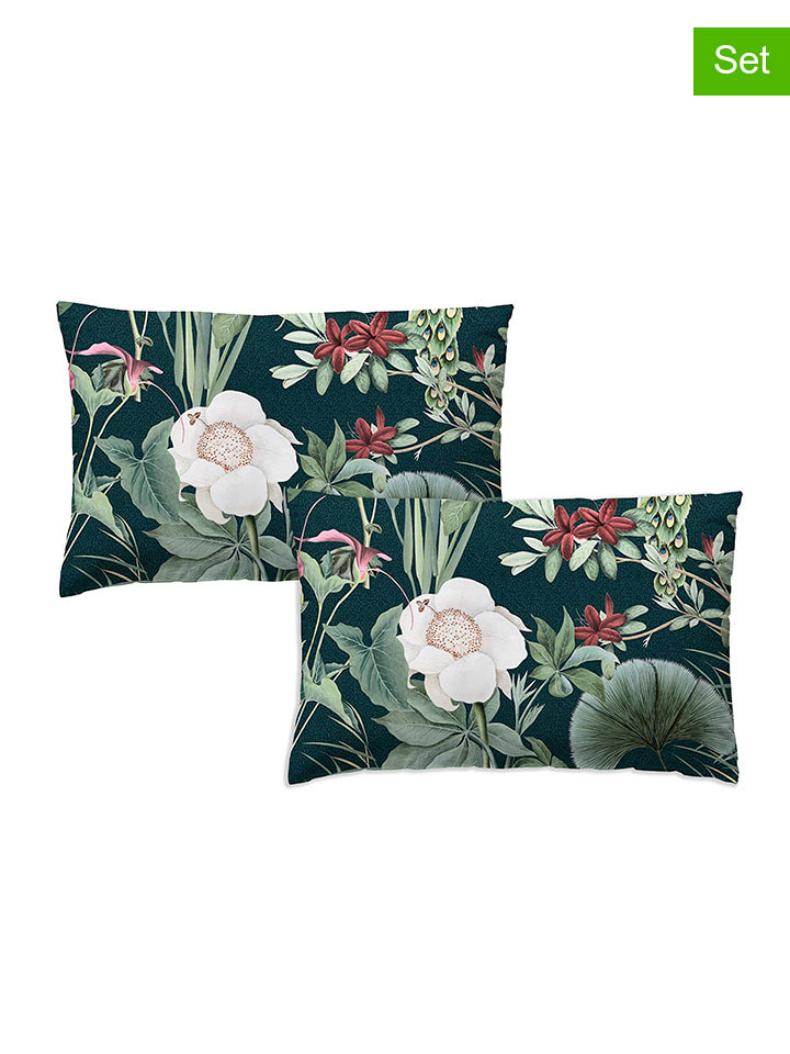 Monsun Poszewki (2 szt.) "Bandai" w kolorze zielonym rozmiar: 50x80 cm