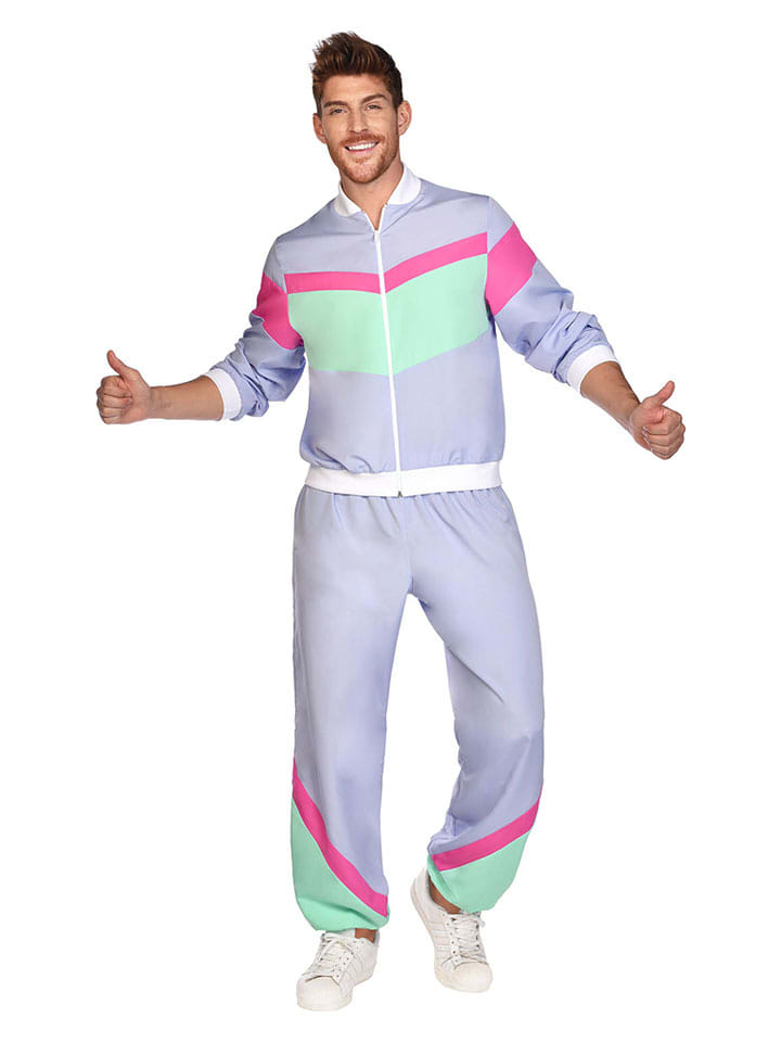 amscan 2-częściowy kostium "80s jogging suit" w kolorze fioletowo-zielono-różowym rozmiar: L
