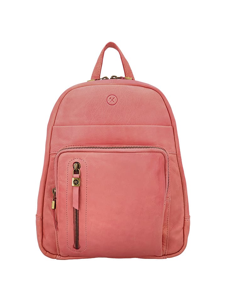 HIDE & STITCHES Skórzany plecak "Daydreamer" w kolorze różowym - 23,5 x 25,5 x 8,5 cm rozmiar: onesize