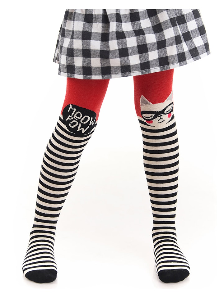 Denokids Rajstopy w kolorze czarno-czerwonym rozmiar: 116/122