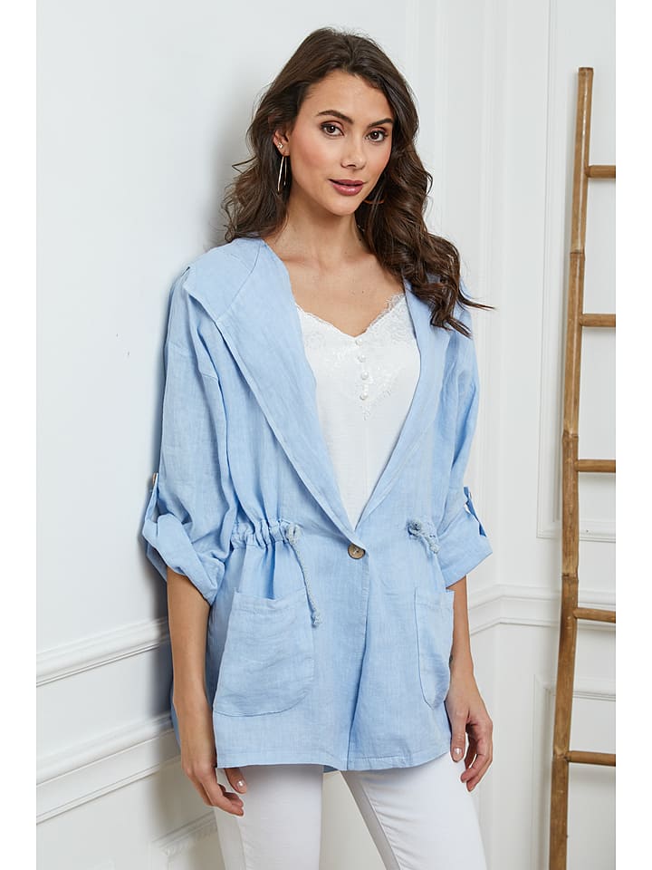 Joséfine Lniana narzutka w kolorze błękitnym rozmiar: XL