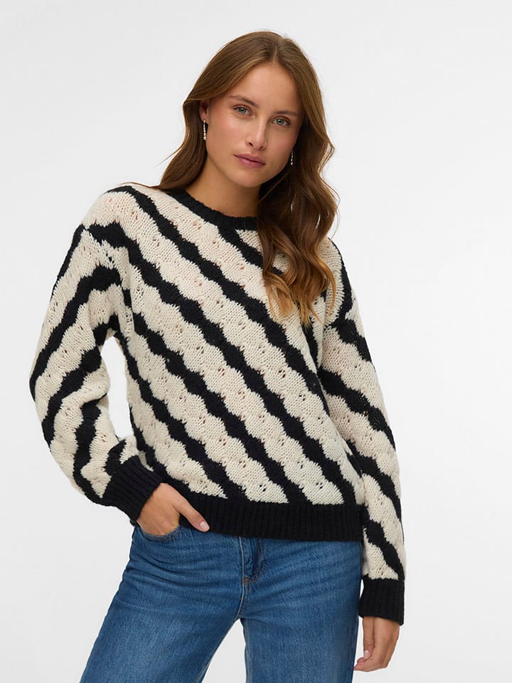 Vero Moda Sweter w kolorze czarno-beżowym rozmiar: M