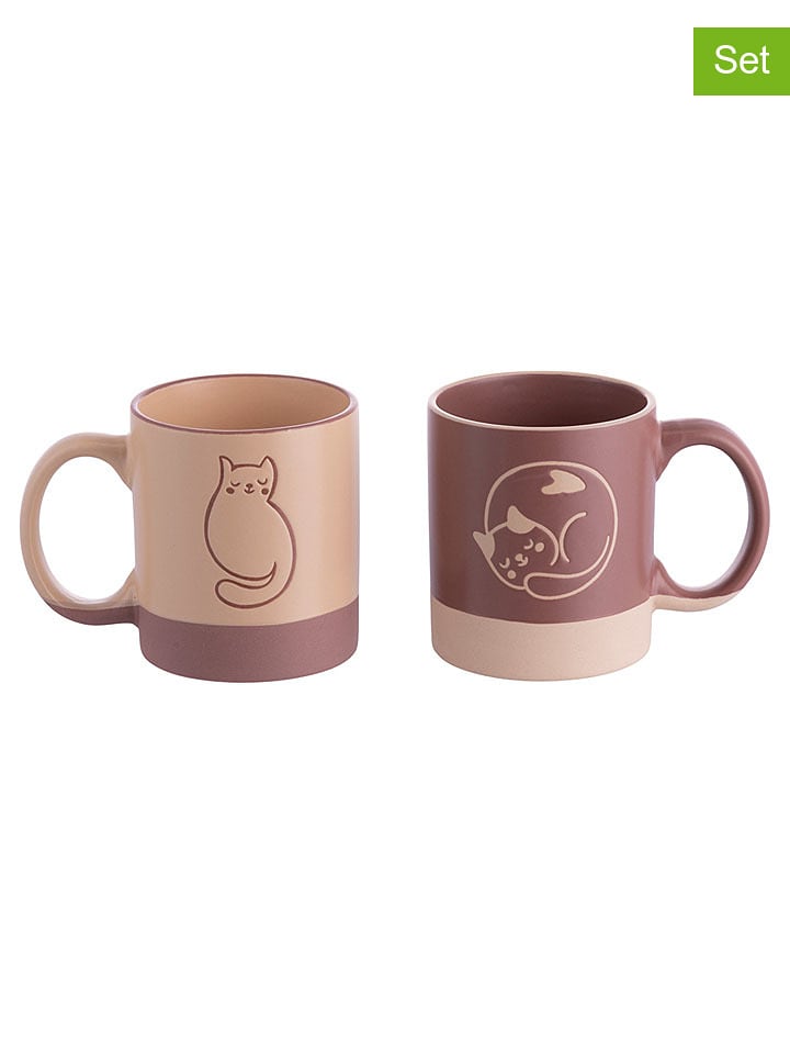 Villa d´Este Kubki (2 szt.) "Mocha Miao" w kolorze beżowo-brązowym - 280 ml rozmiar: onesize