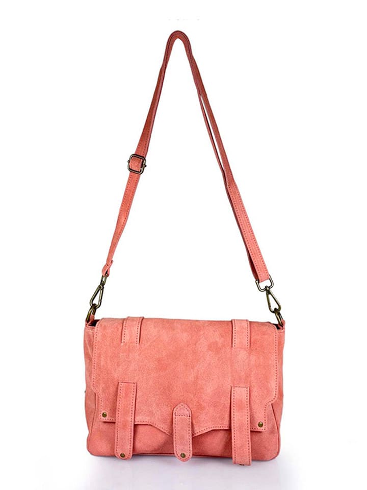 ORE10 Skórzana torebka "Sim" w kolorze łososiowym - 30 x 21 x 8 cm rozmiar: onesize