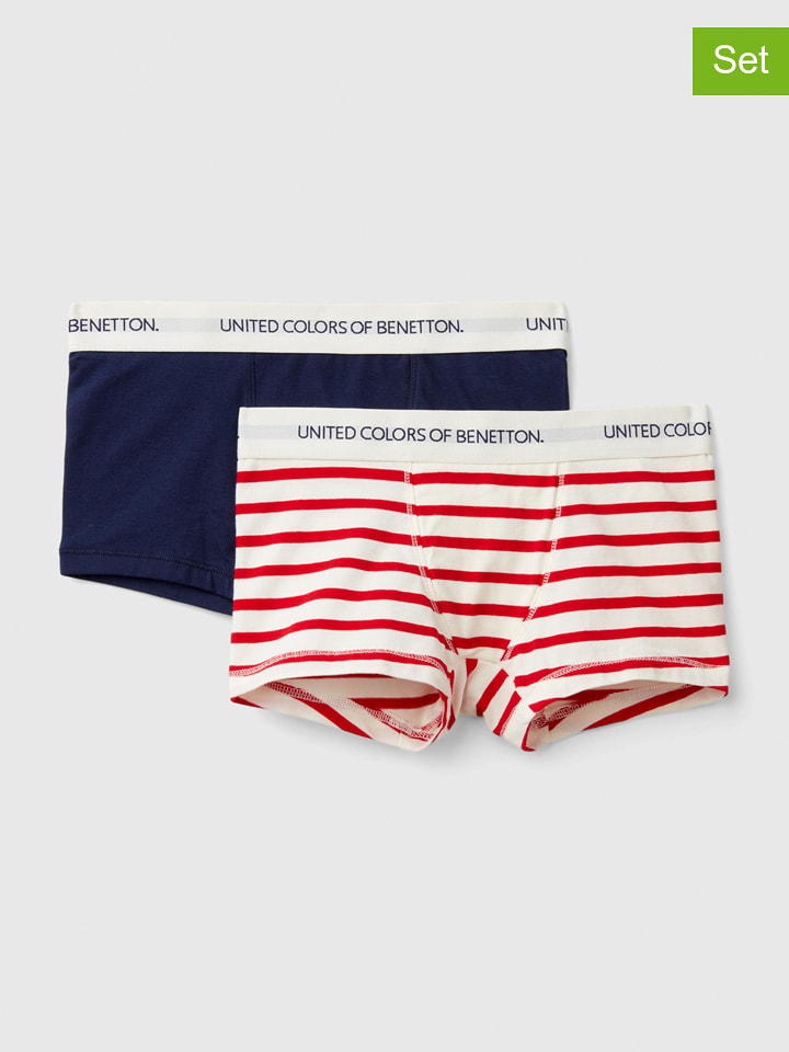 Benetton Bokserki (2 pary) w kolorze granatowo-kremowo-czerwonym rozmiar: 140