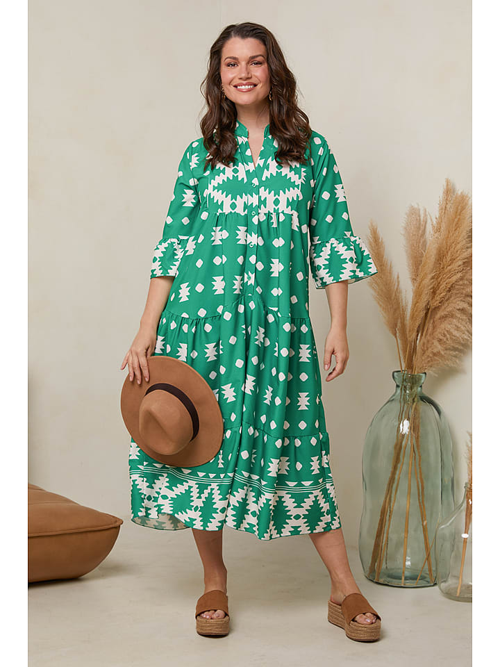 Curvy Lady Sukienka w kolorze zielono-białym rozmiar: 48/50