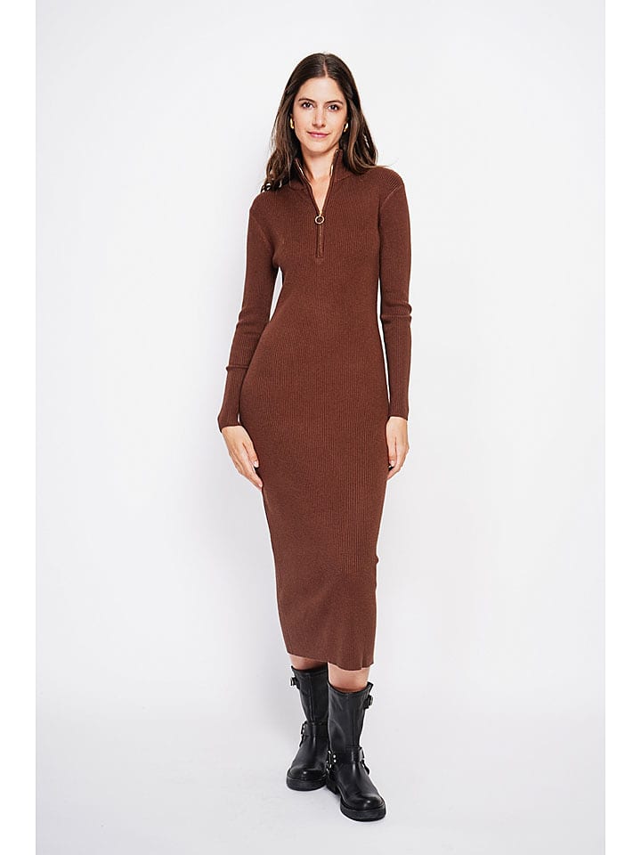 ASSUILI Sukienka dzianinowa w kolorze brązowym rozmiar: 34