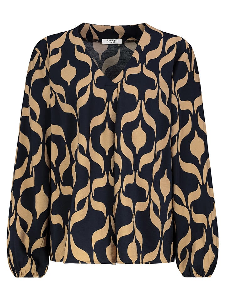 Sublevel Bluzka w kolorze beżowo-czarnym rozmiar: XL