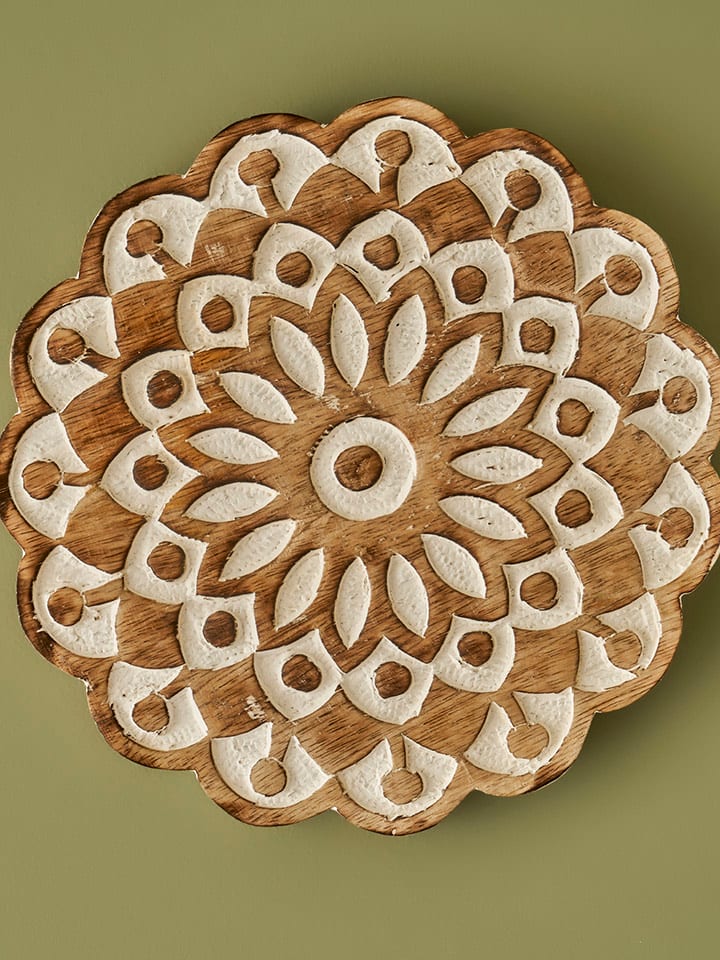 BELLA MAISON Dekoracja ścienna "Daira" w kolorze biało-jasnobrązowym - Ø 20 cm rozmiar: onesize