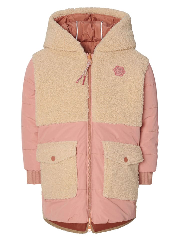 Noppies Dwustronna kurtka polarowa "Nova" w kolorze beżowo-jasnoróżowym rozmiar: 110