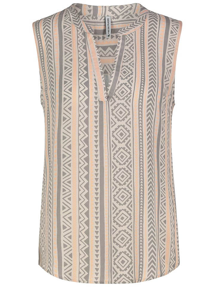 Fresh Made Bluzka w kolorze szaro-brzoskwiniowym rozmiar: M