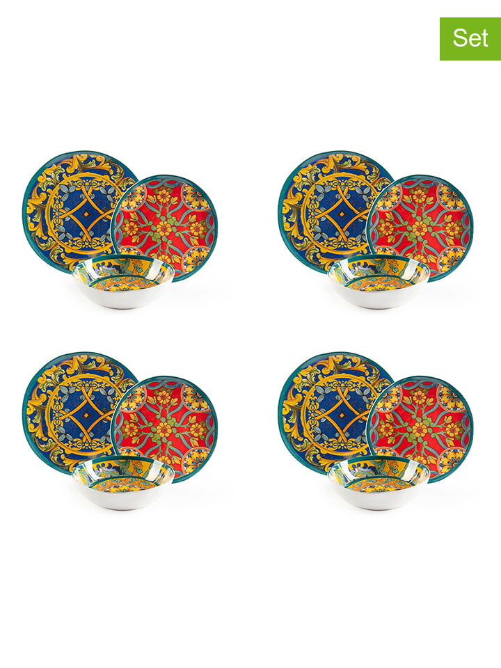 Trendy Kitchen by EXCÉLSA 12-częściowy zestaw talerzy "Etna" ze wzorem rozmiar: onesize