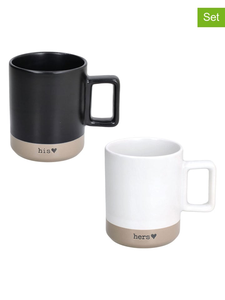 Tognana Kubki jumbo (2 szt.) "Cindy You & Me'' w kolorze biało-czarnym - 400 ml rozmiar: onesize