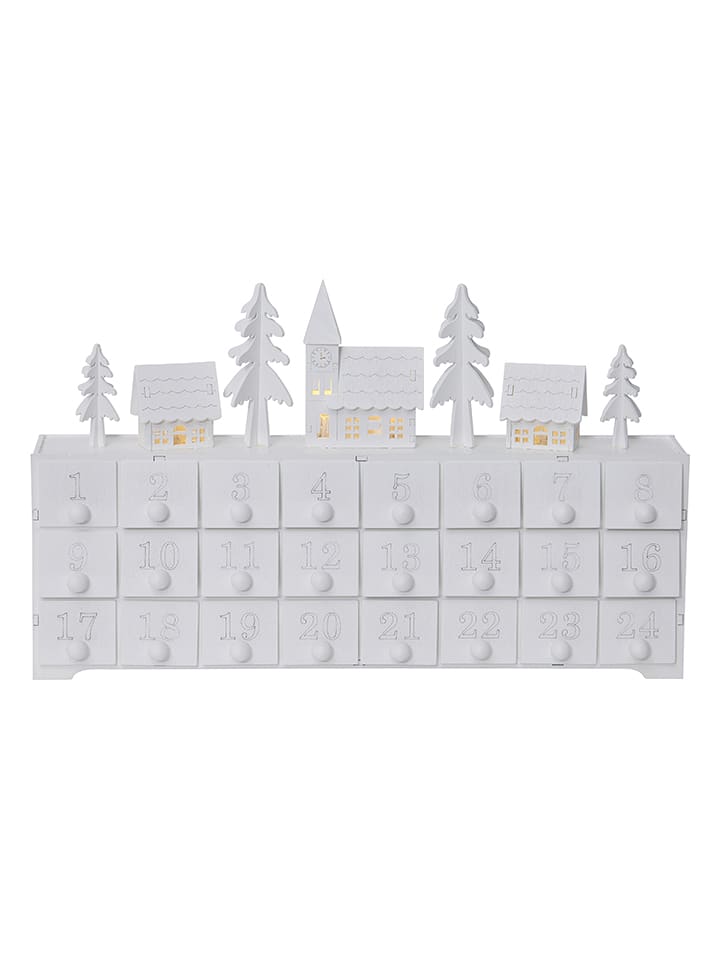 STAR Trading Kalendarz adwentowy LED "Yuletide" w kolorze białym - 37,5 x 22,5 cm rozmiar: onesize