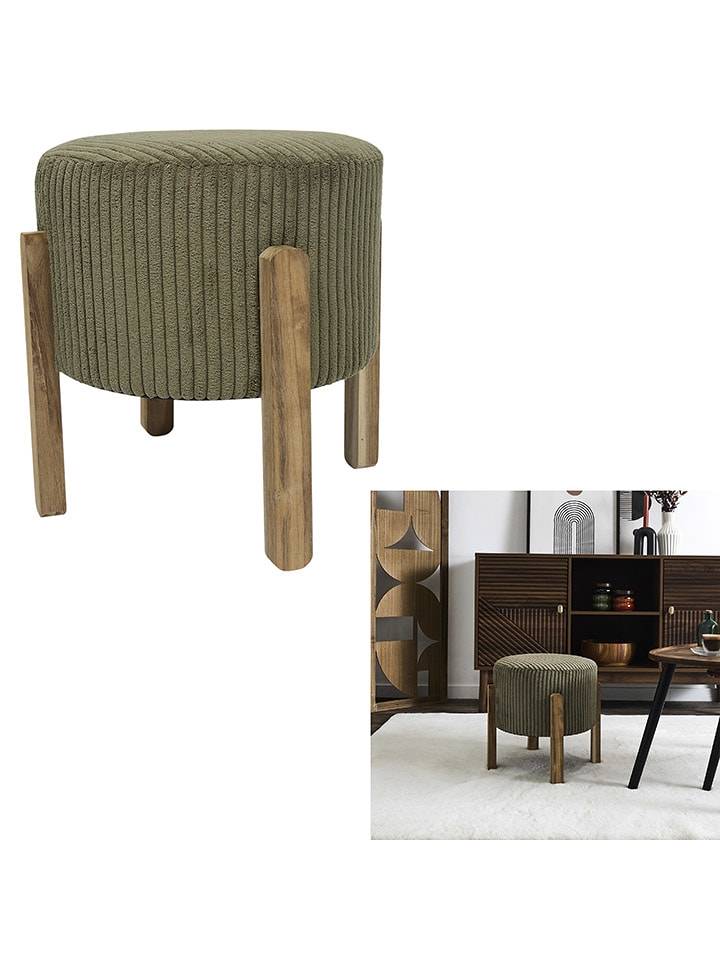 THE HOME DECO FACTORY Hocker w kolorze khaki - wys. 35 x Ø 35 cm rozmiar: onesize