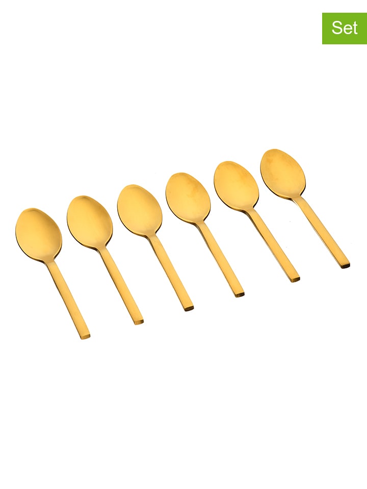 Björn Łyżeczki (6 szt.) "Emund" w kolorze złotym do kawy - dł. 12 cm rozmiar: onesize