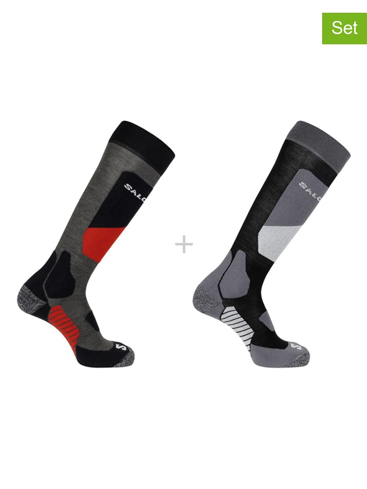 SALOMON Skarpety narciarskie (2 pary) "Access" w kolorze szaro-czarnym rozmiar: 39-41