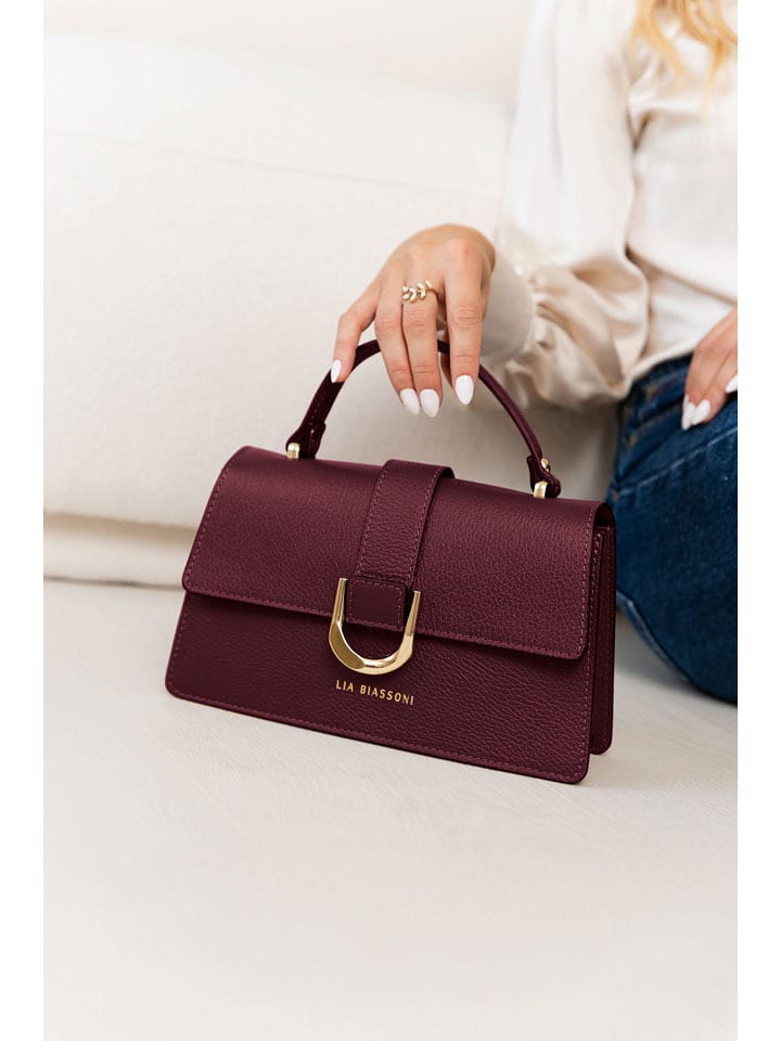 Lia Biassoni Skórzana torebka "Archiano" w kolorze bordowym - 25 x 16 x 8 cm rozmiar: onesize