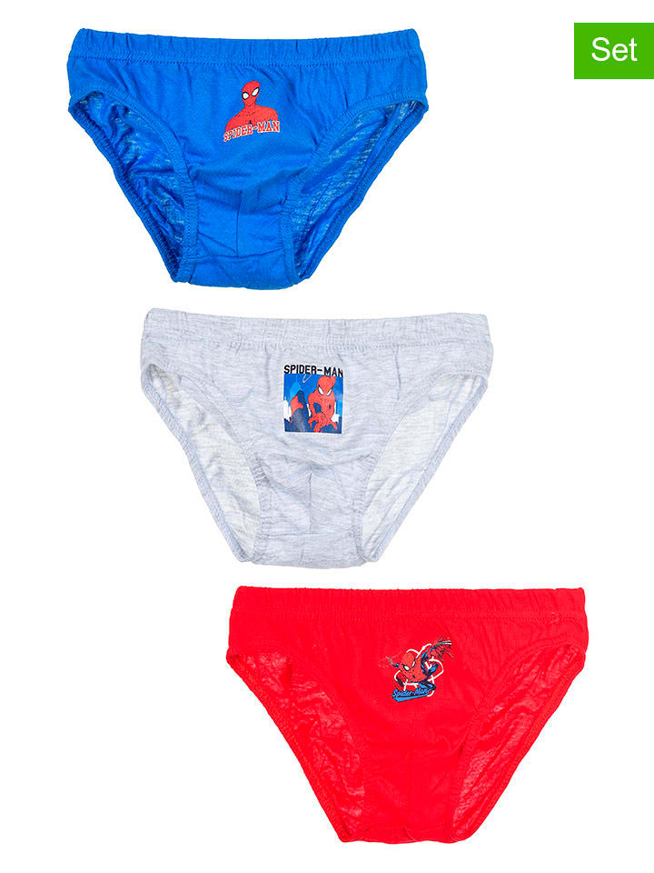 Spiderman Slipki (3 pary) "Spiderman" w kolorze czerwonym, jasnoszarym i niebieskim rozmiar: 116-128