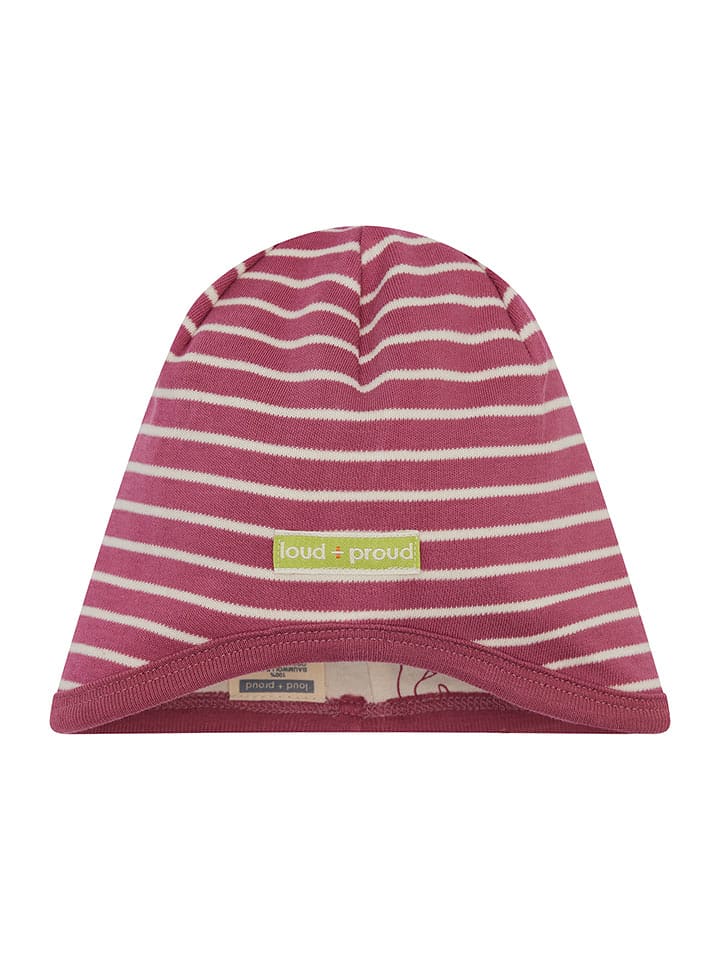 loud + proud Dwustronna czapka beanie w kolorze czerwono-kremowym rozmiar: 110/116