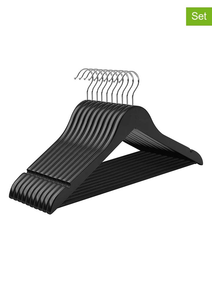 SONGMICS Wieszaki (10 szt.) w kolorze czarnym na ubrania - 44,5 x 23 cm rozmiar: onesize