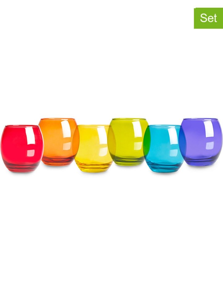 Trendy Kitchen by EXCÉLSA Szklanki (6 szt.) w różnych kolorach - 405 ml rozmiar: onesize