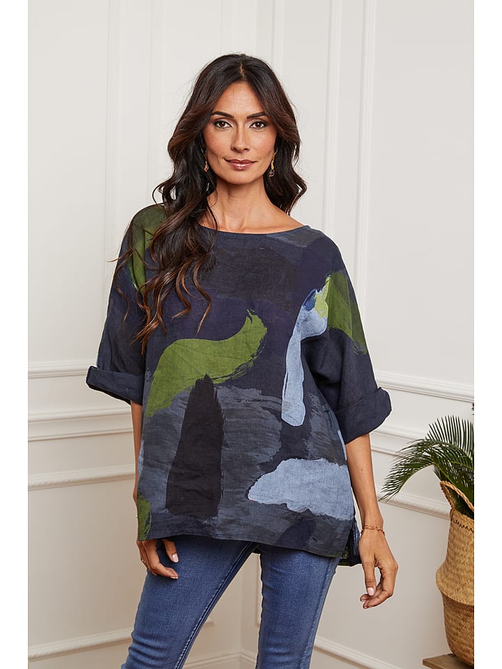 Fleur de Lin Lniana bluzka "Krik" w kolorze granatowym rozmiar: S