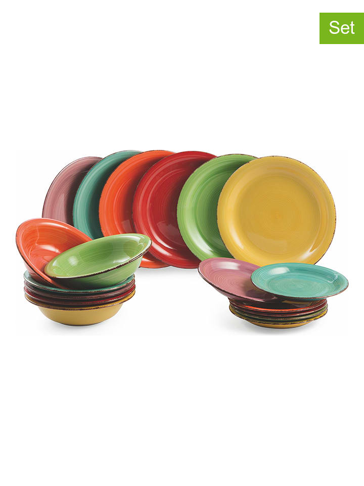 Villa d´Este 18-częściowy zestaw talerzy "Baita" w różnych kolorach rozmiar: onesize