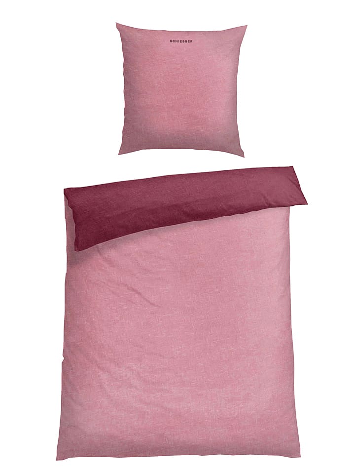 Schiesser Komplet pościeli flanelowej w kolorze jasnoróżowym rozmiar: 135x200 cm