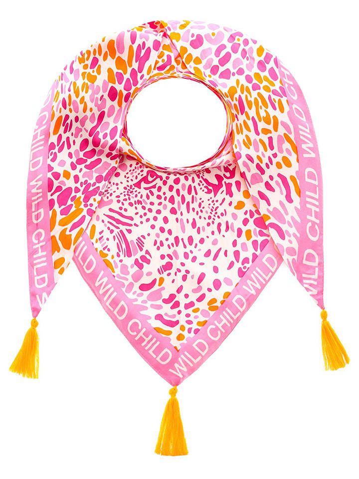 Zwillingsherz Chusta trójkątna w kolorze jasnoróżowo-kremowo-pomarańczowym - 200 x 90 cm rozmiar: onesize