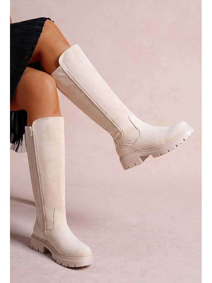 Foreverfolie Kozaki w kolorze beżowym rozmiar: 38