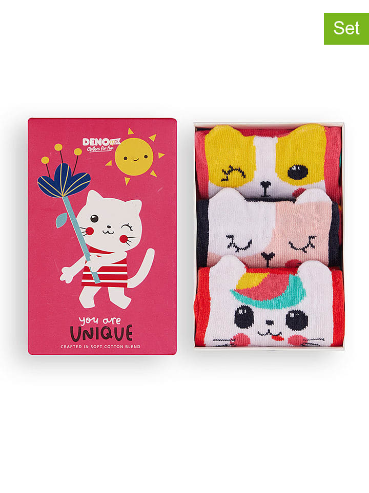 Denokids Skarpety (3 pary) ze wzorem rozmiar: 104/110