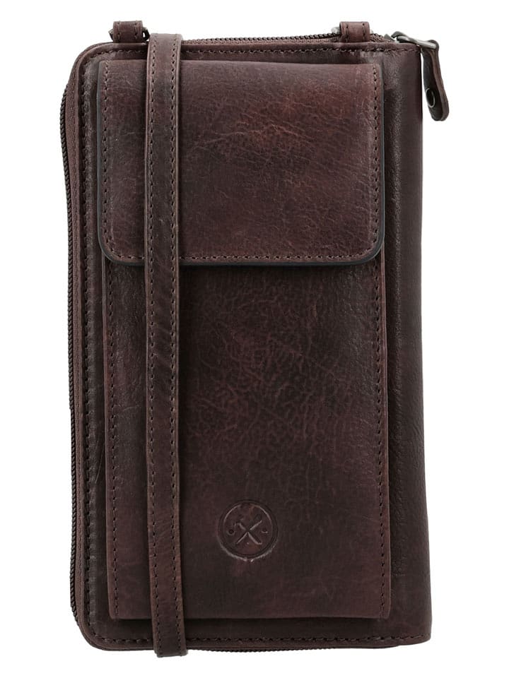 HIDE & STITCHES Skórzana torebka w kolorze ciemnobrązowym na telefon - 11 x 19 x 3 cm rozmiar: onesize