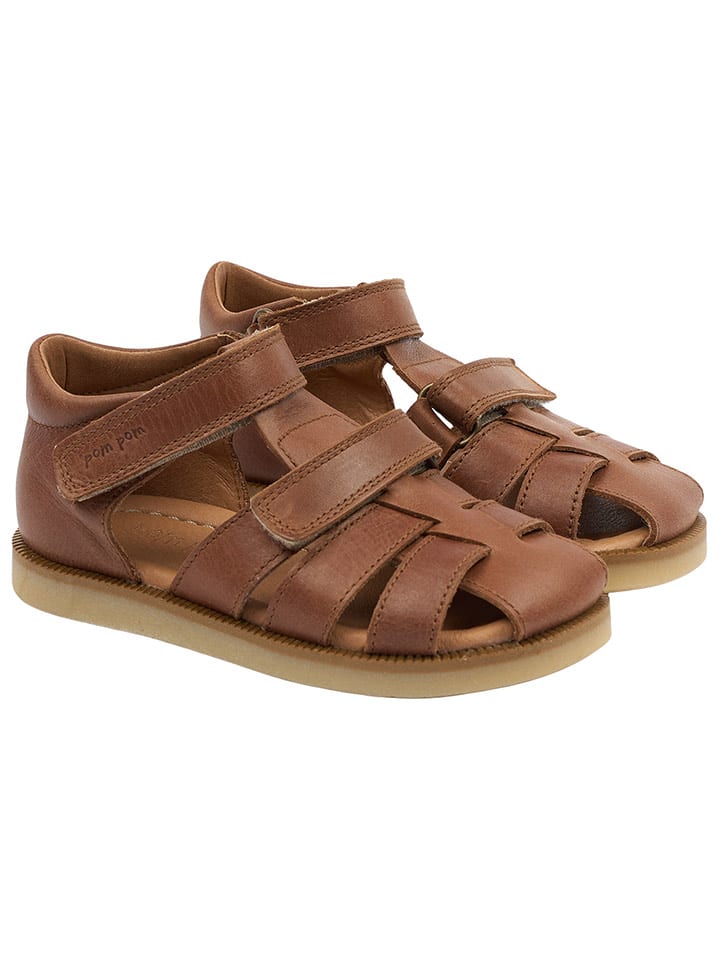 POM POM Skórzane półsandały w kolorze jasnobrązowym rozmiar: 25