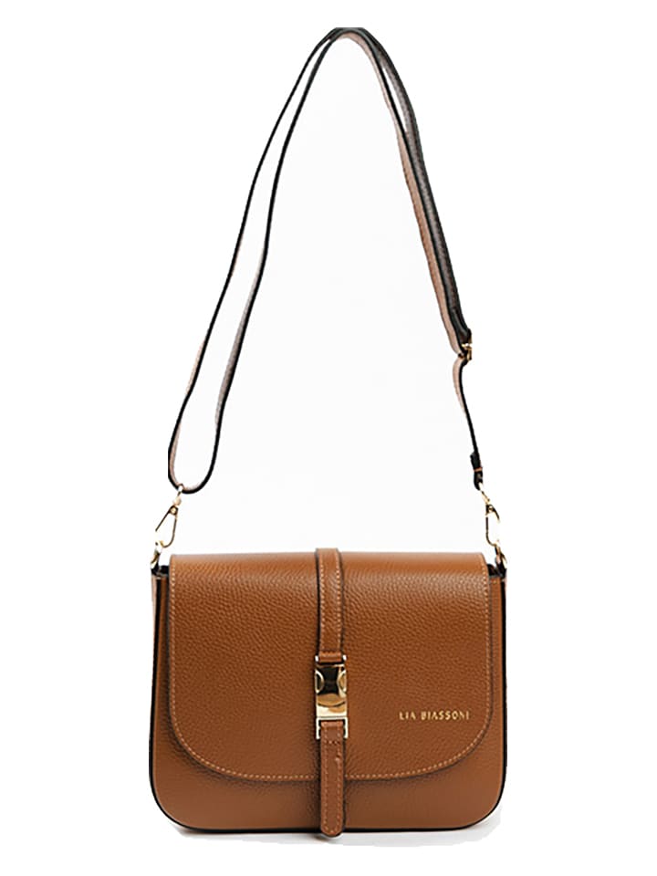 Lia Biassoni Skórzana torebka w kolorze jasnobrązowym - 24 x 18 x 8 cm rozmiar: onesize