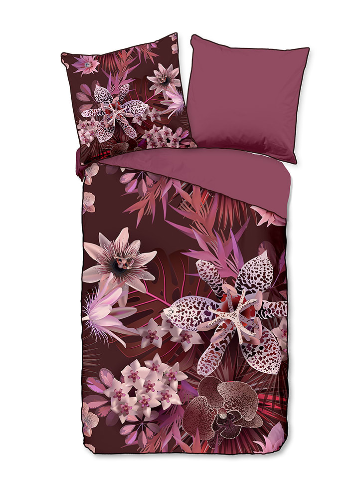 Descanso Komplet pościeli satynowej "Farze" w kolorze bordowym rozmiar: 155x220 cm