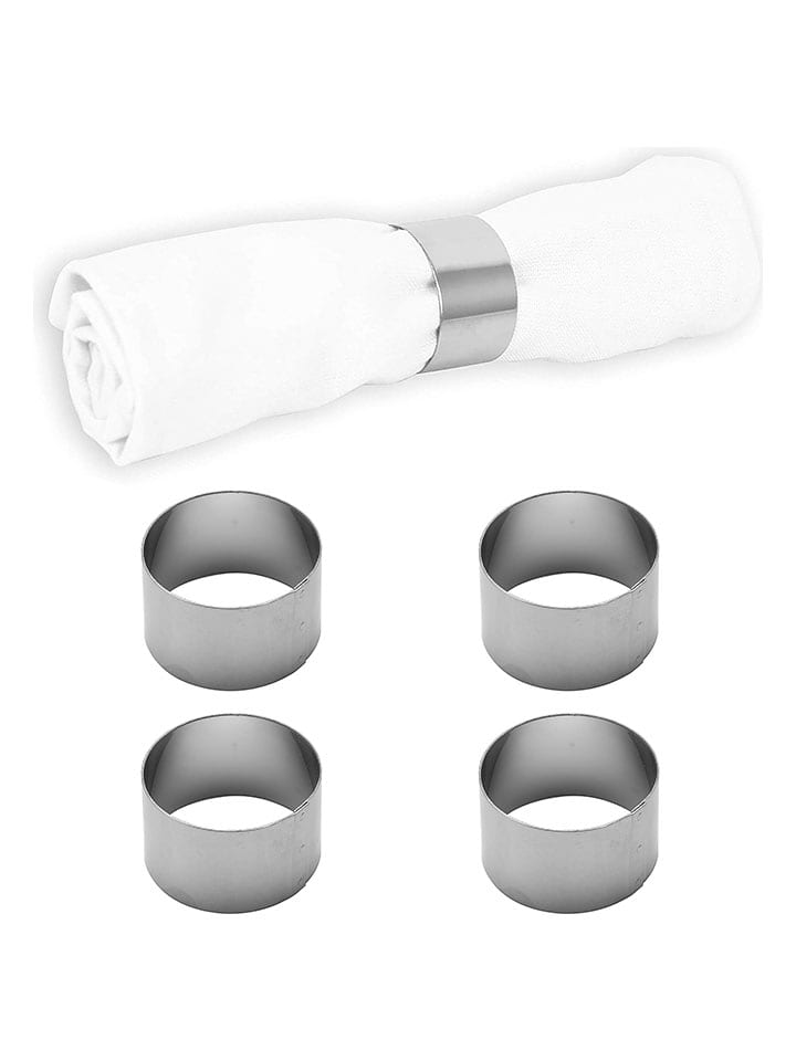 Echtwerk Obręcze (4 szt.) "Rund" w kolorze srebrnym do serwetek - Ø 4 cm rozmiar: onesize