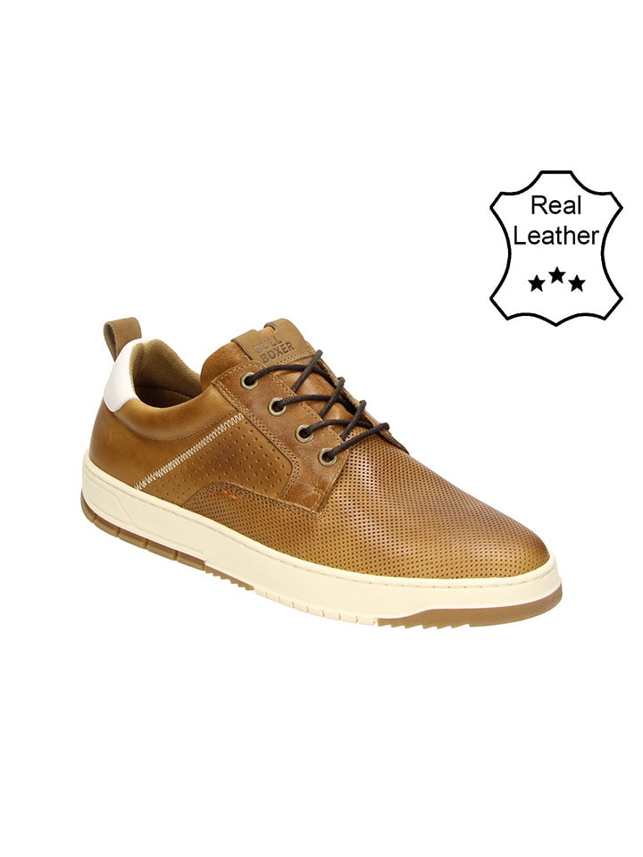 Bullboxer Skórzane sneakersy w kolorze jasnobrązowym rozmiar: 44
