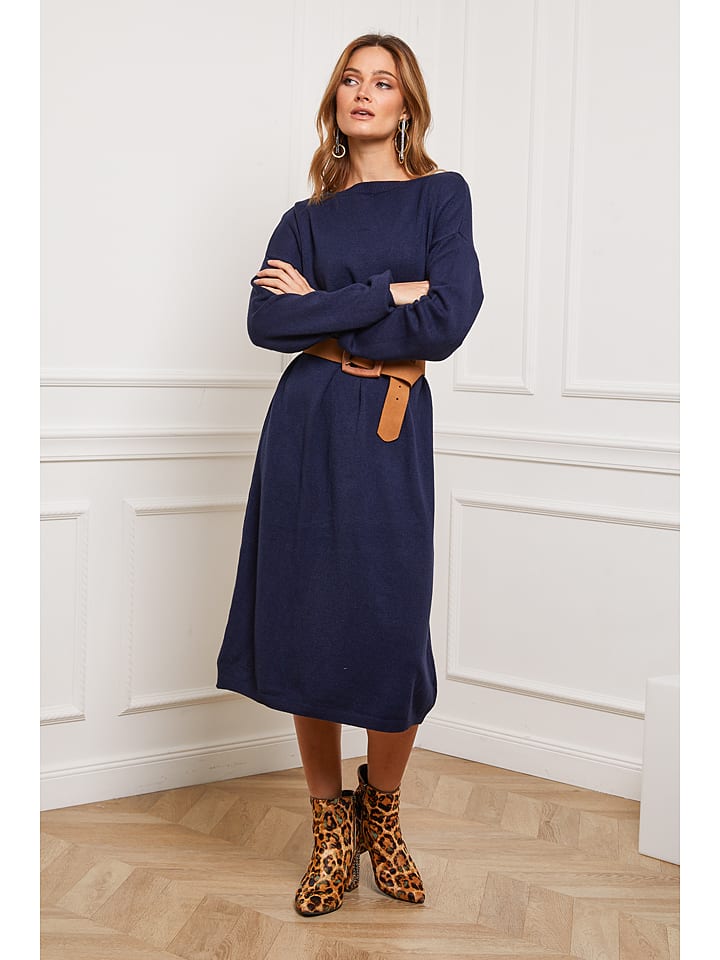 Joséfine Sukienka dzianinowa "Estudiente" w kolorze granatowym rozmiar: S