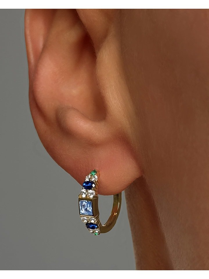 Les Petites Précieuses Pozłacane kolczyki-kreole z cyrkoniami rozmiar: onesize