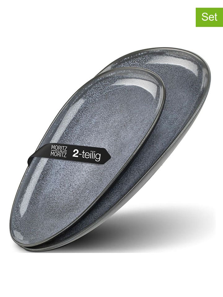 Moritz & Moritz Talerze (2 szt.) "Vida" w kolorze niebieskim do serwowania rozmiar: onesize