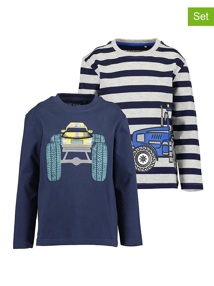 Blue Seven Koszulki (2 szt.) w kolorze jasnoszaro-granatowym rozmiar: 128