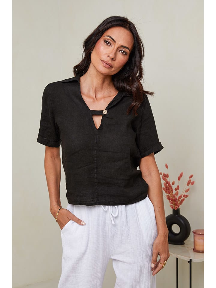 Le Monde du Lin Lniana bluzka w kolorze czarnym rozmiar: 36/38