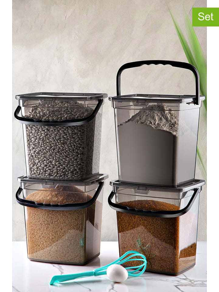 Violeta Home Pojemniki (4 szt.) w kolorze czarnym - 24 x 25 x 17,5 cm rozmiar: onesize