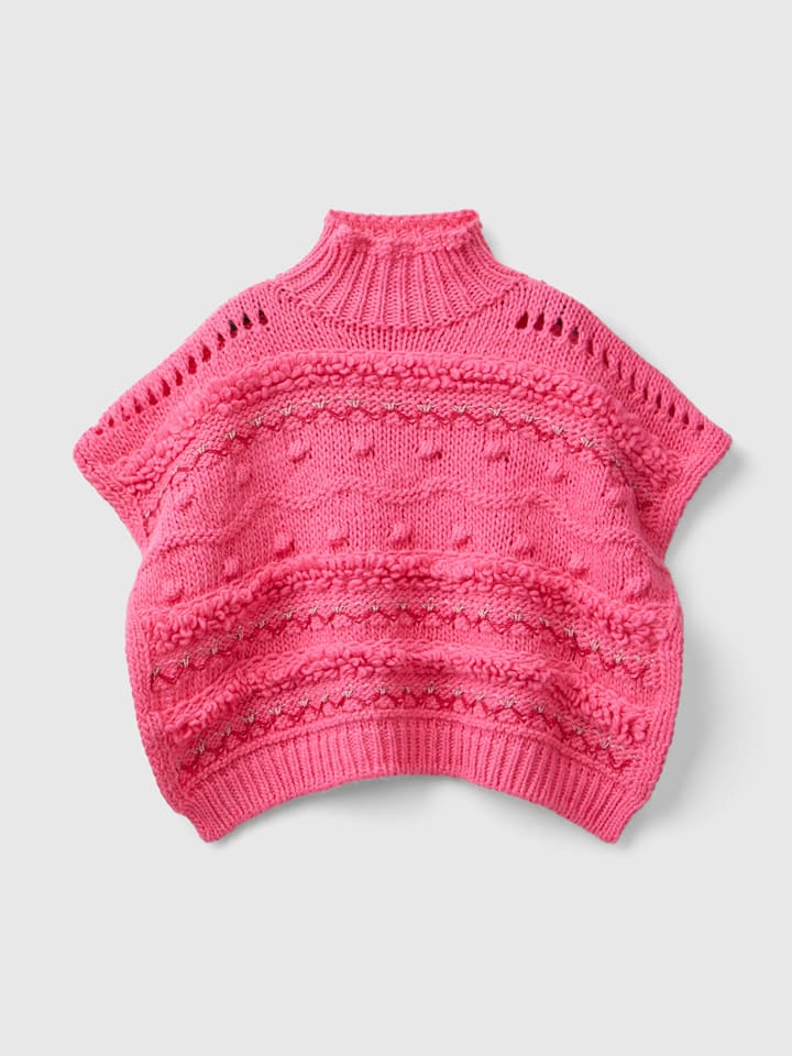 Benetton Ponczo w kolorze różowym rozmiar: 130