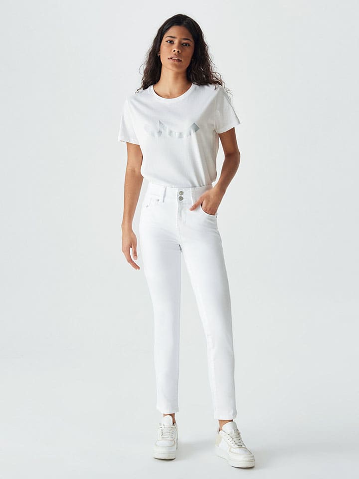 LTB Dżinsy "Molly" - Skinny fit - w kolorze białym rozmiar: W26/L34