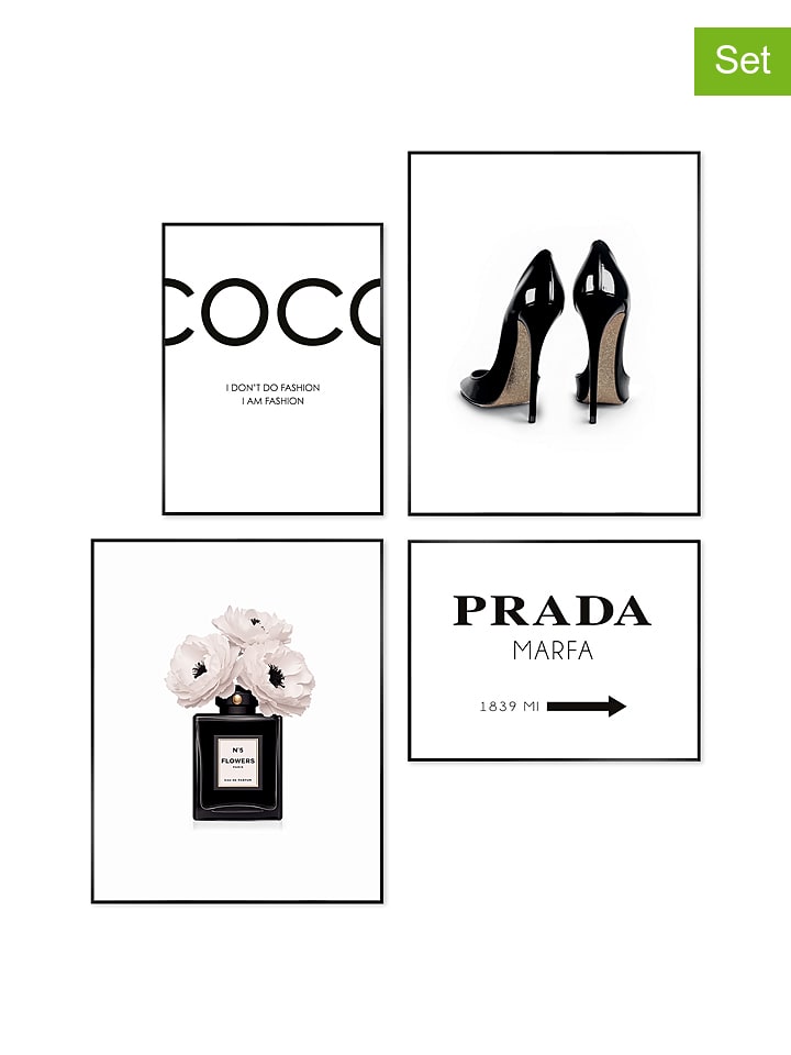 Orangewallz Druki artystyczne (4 szt.) "Luxury Beauty Set" w ramce rozmiar: 40x50 cm