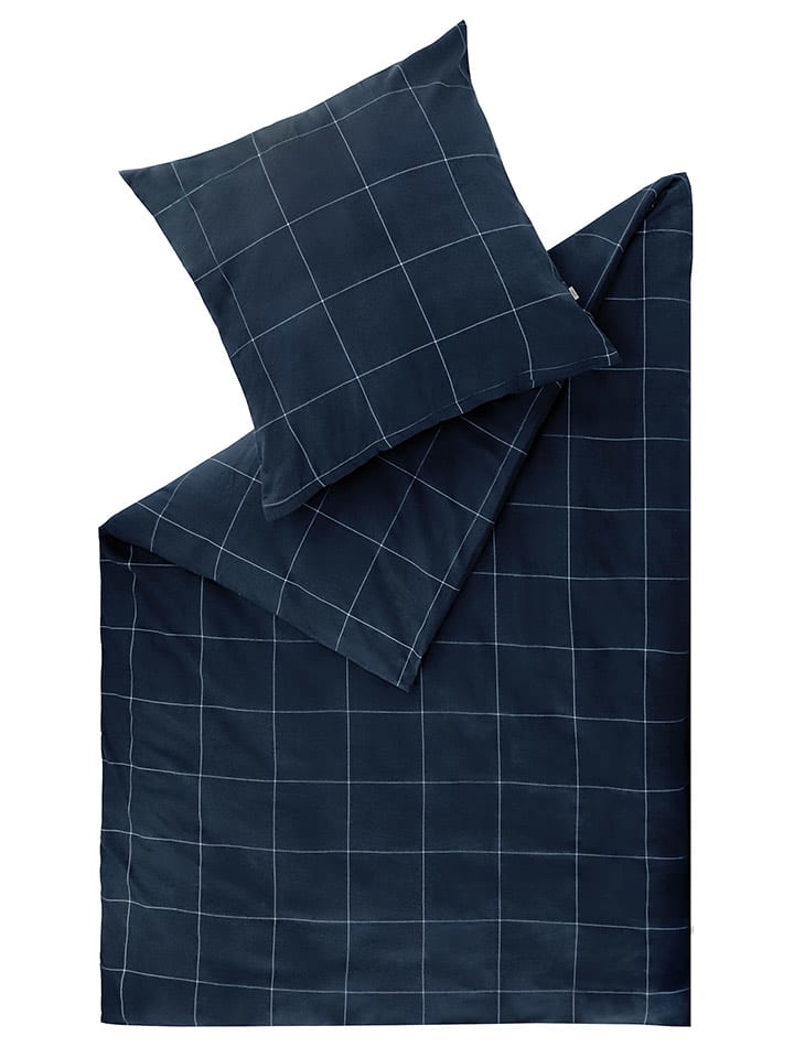 ESPRIT Komplet pościeli flanelowej "Check" w kolorze granatowym rozmiar: 140x200 cm