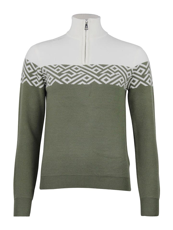 Peak Mountain Sweter "Akar" w kolorze zielono-białym rozmiar: M