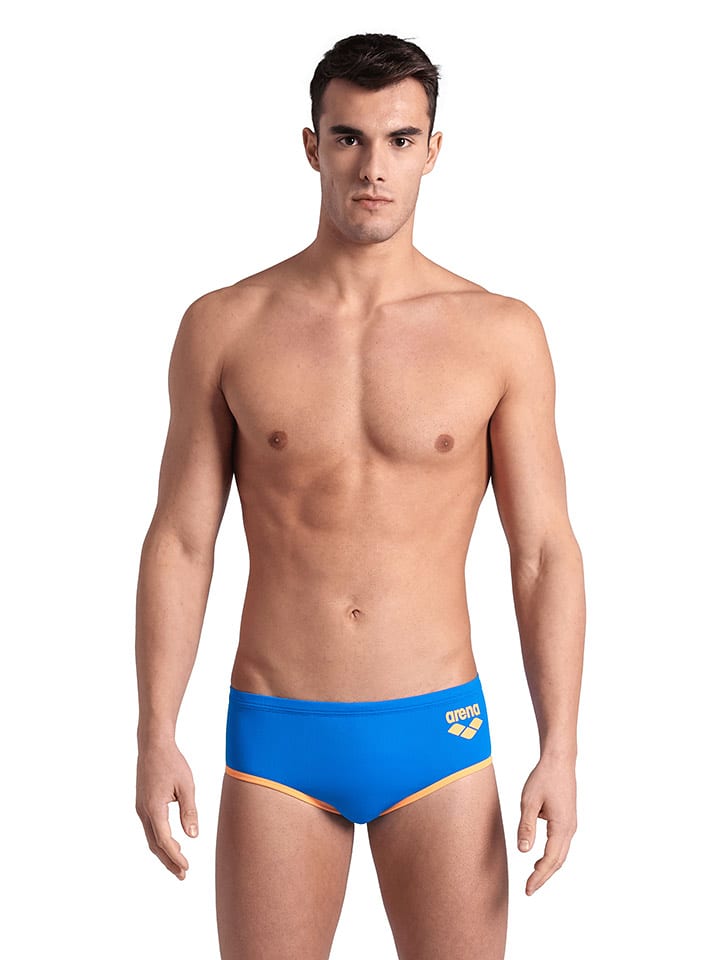 Arena Kąpielówki w kolorze niebiesko-pomarańczowym rozmiar: 3